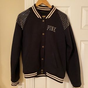 PINK baseball style studded coat